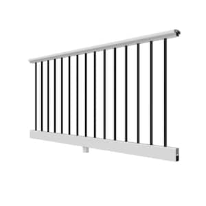 6 ft. x 36 in. White Vinyl Original Rail Level Rail Kit Including 3/4 in. Black Round Balusters