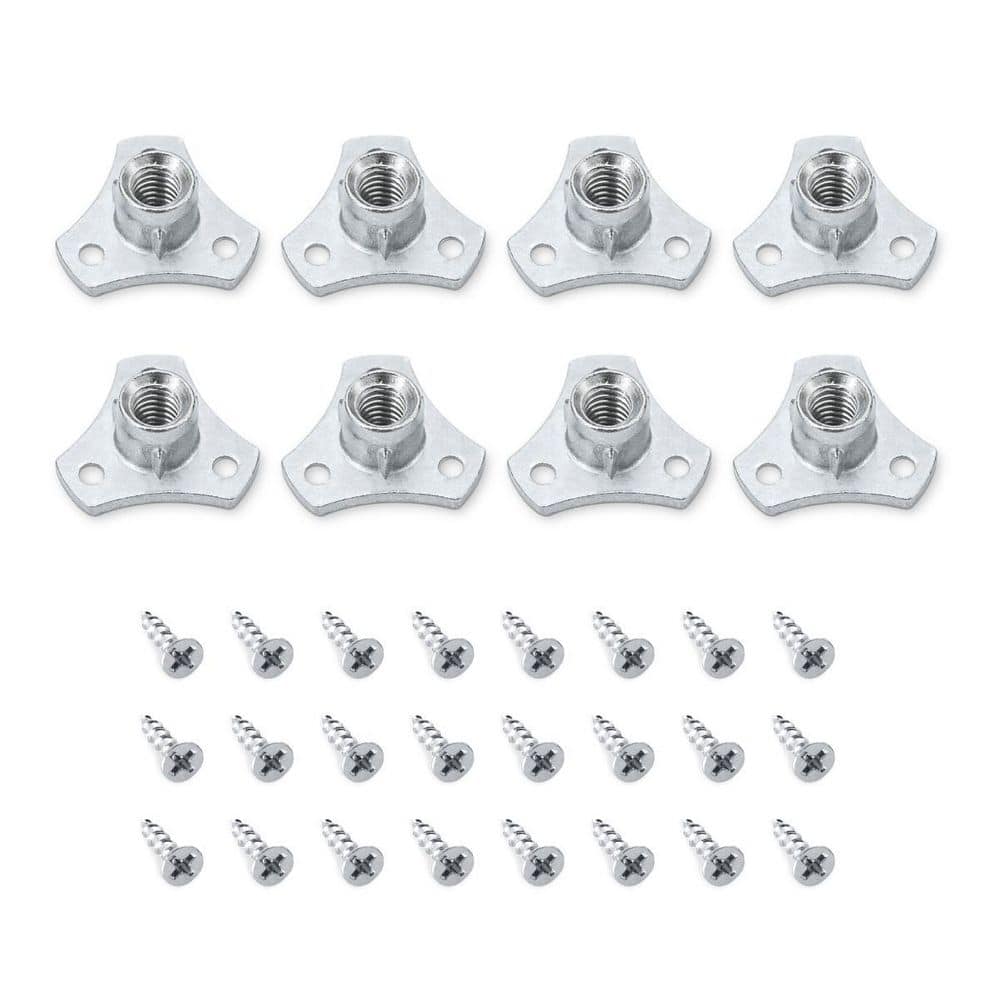 Zinc-Plated Screw-On Tee Nuts with Screws, 5/16"-18, 32 Pieces