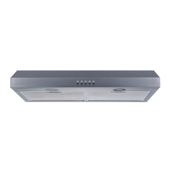 Winflo 30 In 350 Cfm Convertible Under Cabinet Range Hood In Stainless Steel With Mesh Filters And Push Buttons Ur008c30 The Home Depot