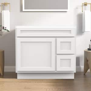 36 in. W x 21 in. D x 32.5 in. H 2-Right Drawers Bath Vanity Cabinet Only in White