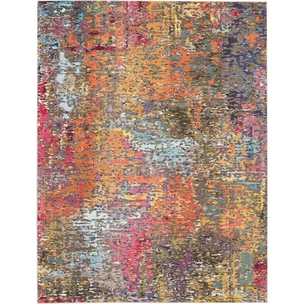 Nourison Celestial Sunset Multicolor 8 ft. x 11 ft. Abstract Bohemian Area Rug