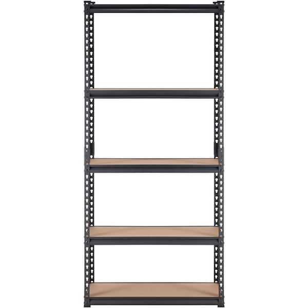 5-Tiers Metal Adjustable Heavy Duty Garage Shelves Household Shelving Unit in Black (36 in. W x 72 in. H x 18 in. D)