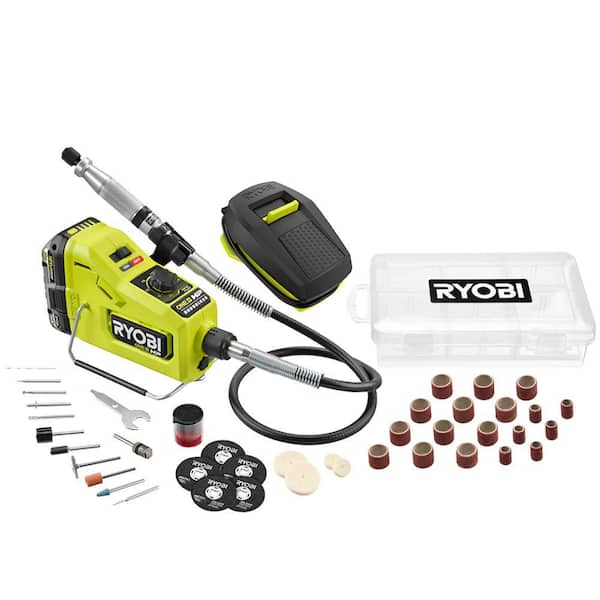RYOBI ONE+ HP 18V Brushless Cordless Rotary Tool Kit w/ 2.0 Ah HIGH PERFORMANCE Battery, Charger, & 150-Piece All-Purpose Kit