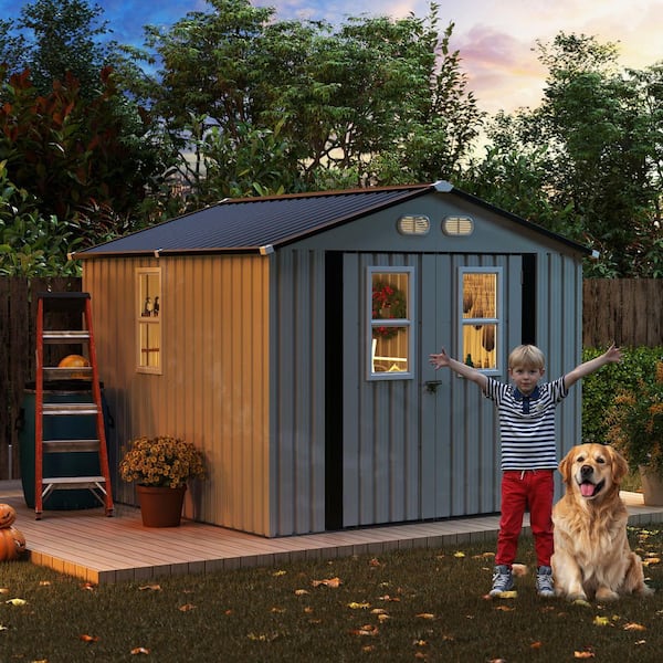 8 ft. W x 8 ft. D Outdoor Metal Storage Shed four daylight Windows