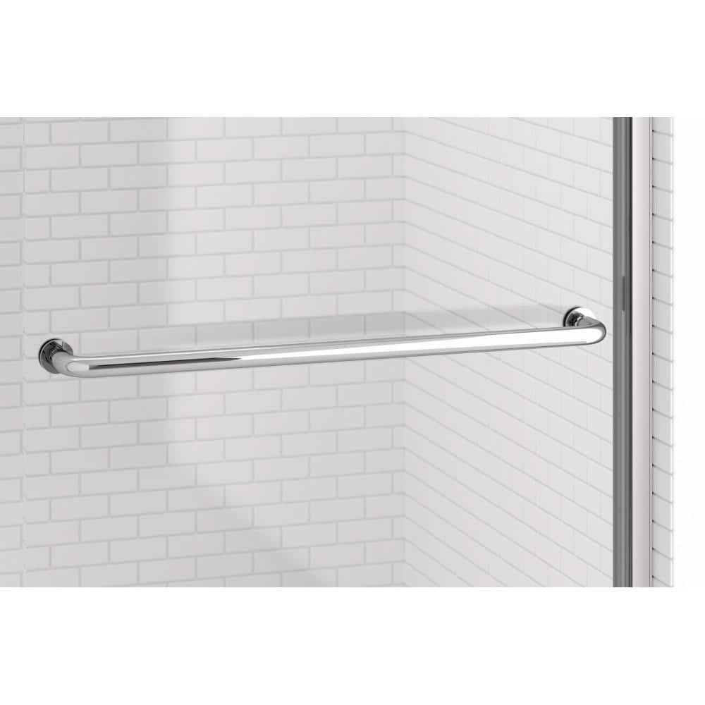 Rotolo 48" Chrome Semi-Frameless Sliding Shower Door with Clear Glass