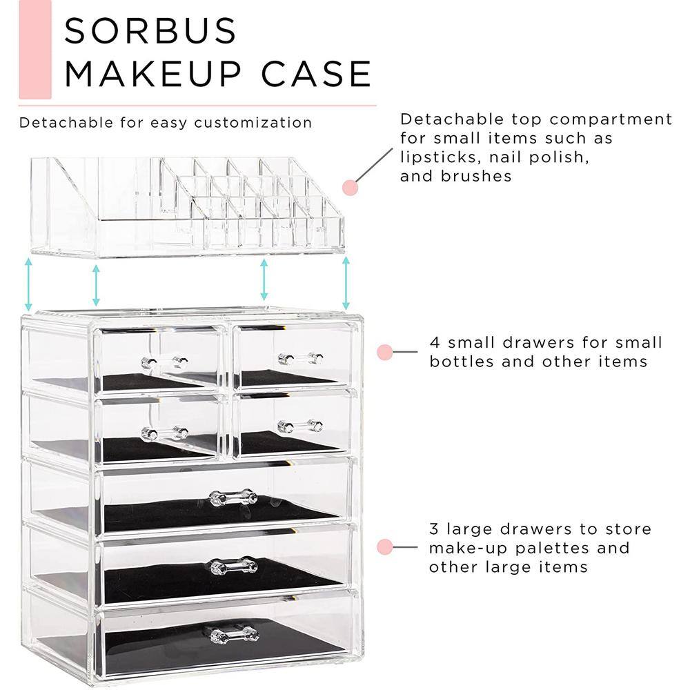 Clear Acrylic Makeup Organizer with 7 Drawers and 16 Slots