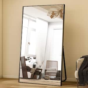 34 in. W x 76 in. H Rectangular Classic Black Aluminum Alloy Framed Full Length Mirror Standing Floor Mirror