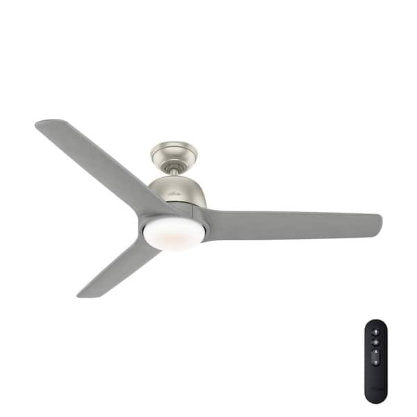 Hunter Norden 54 in. Integrated LED Indoor Matte Nickel Ceiling Fan with Light Kit and Remote Control