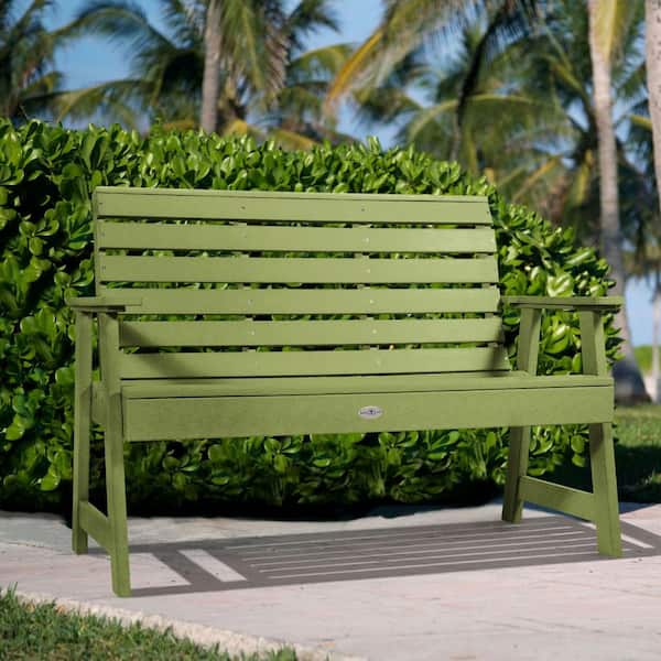 Highwood Riverside 4 ft. 2-Person Palm Green Recycled Plastic Garden Bench