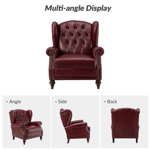 JAYDEN CREATION Pablo Burgundy 33 in. Wide Genuine Leather Arm