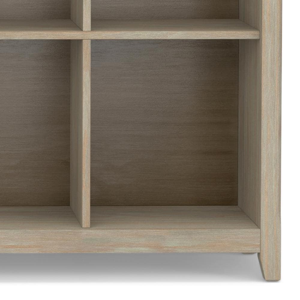 Distressed Grey Solid Wood 8-Cube Storage Console Table