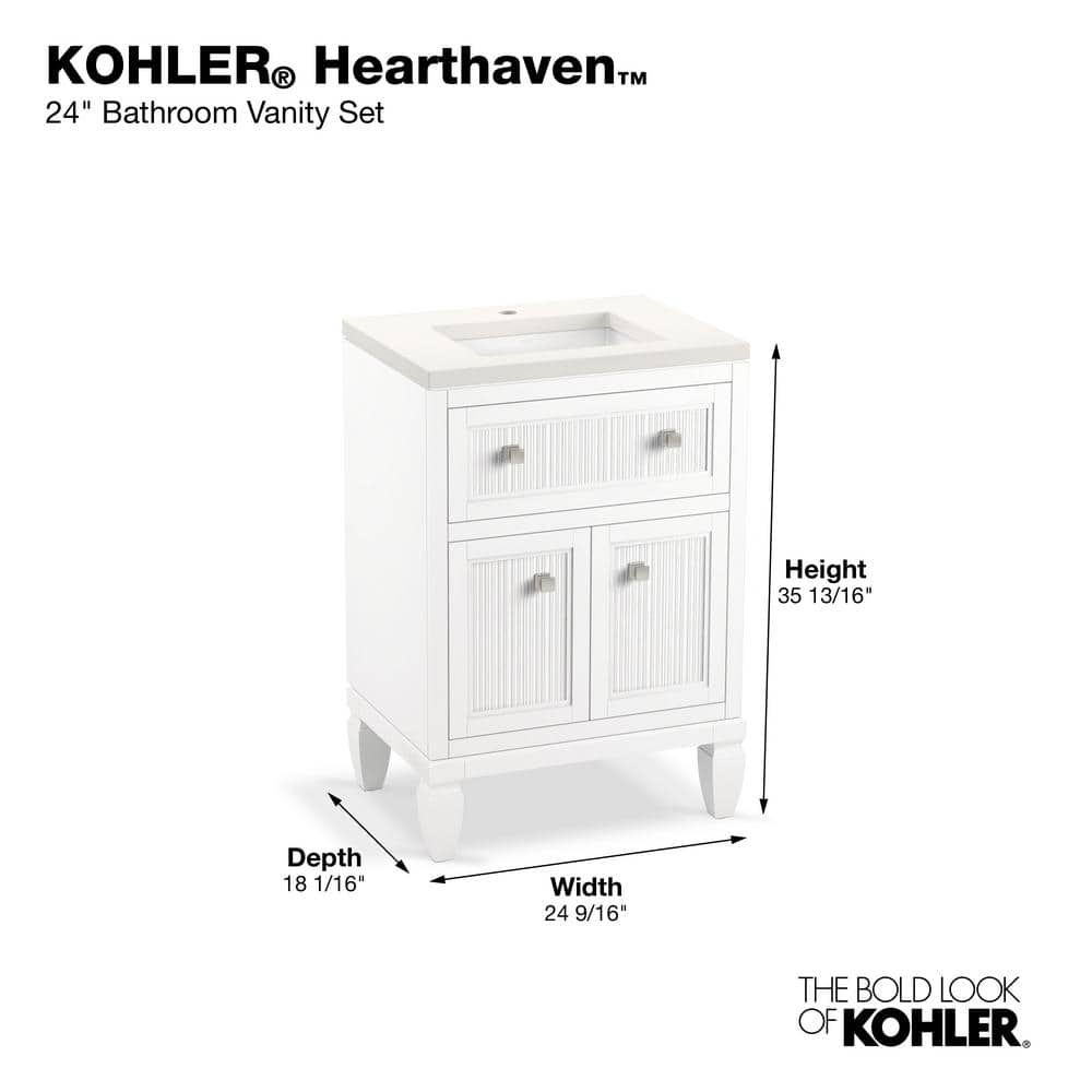Hearthaven 24" White Freestanding Single Vanity with Quartz Top