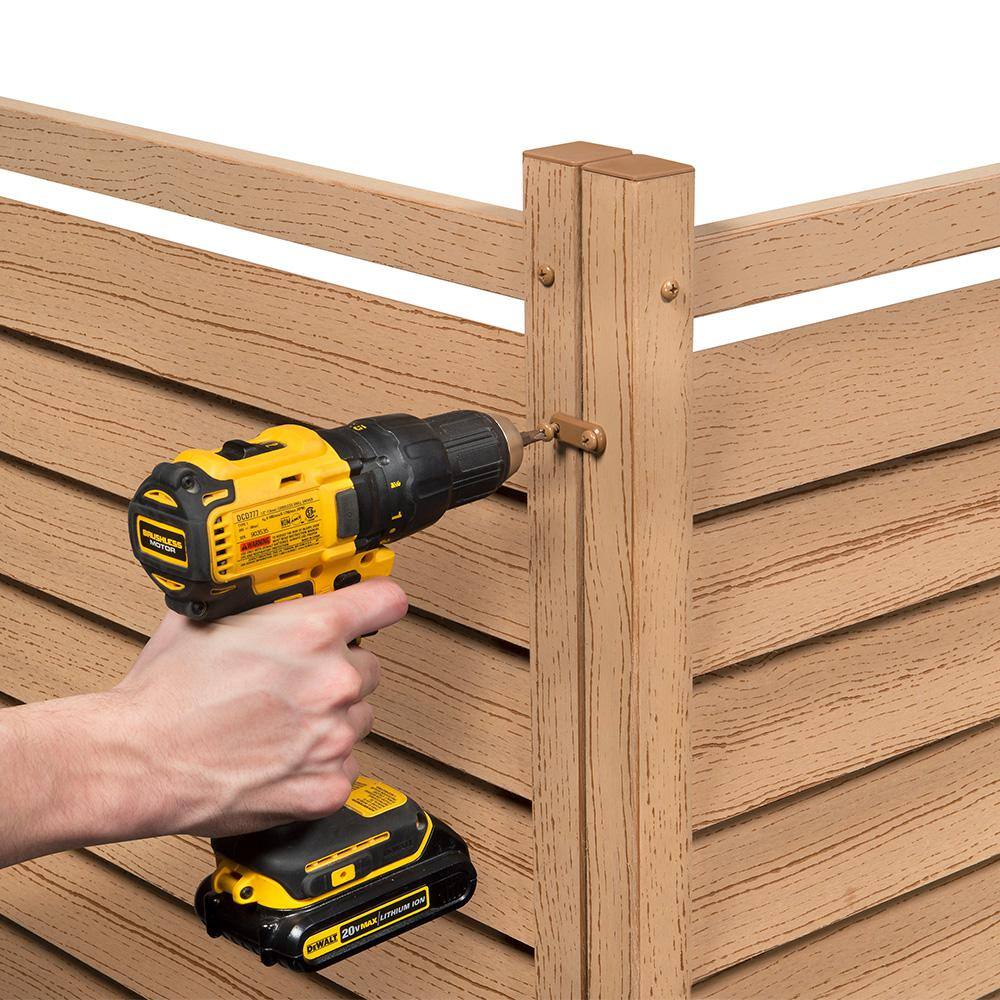 Cedar Color Vinyl Louvered Privacy Screen Panels, 44in H x 36in W
