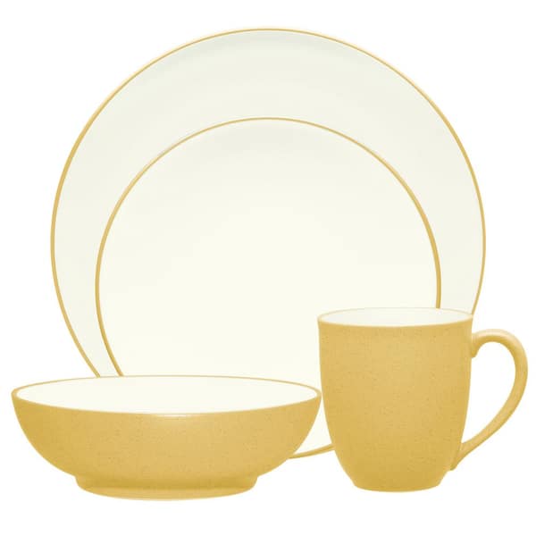 Noritake Colorwave Mustard Yellow Stoneware Coupe 4-Piece Place Setting (Service for 1)