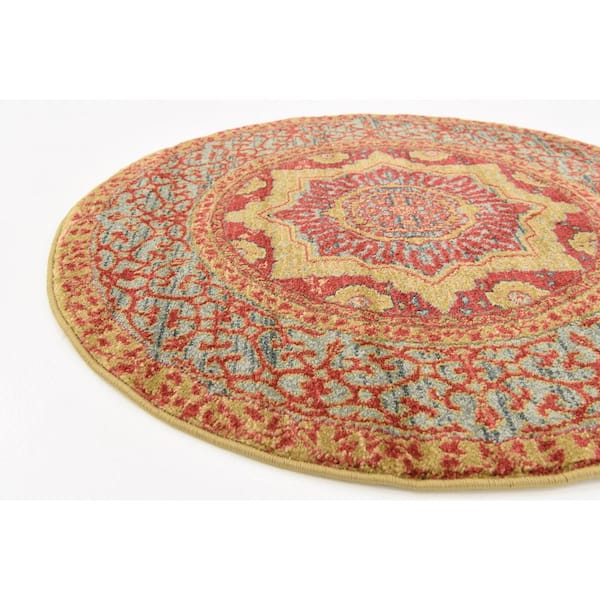 Palace Quincy Red 3' 3 x 3' 3 Round Rug