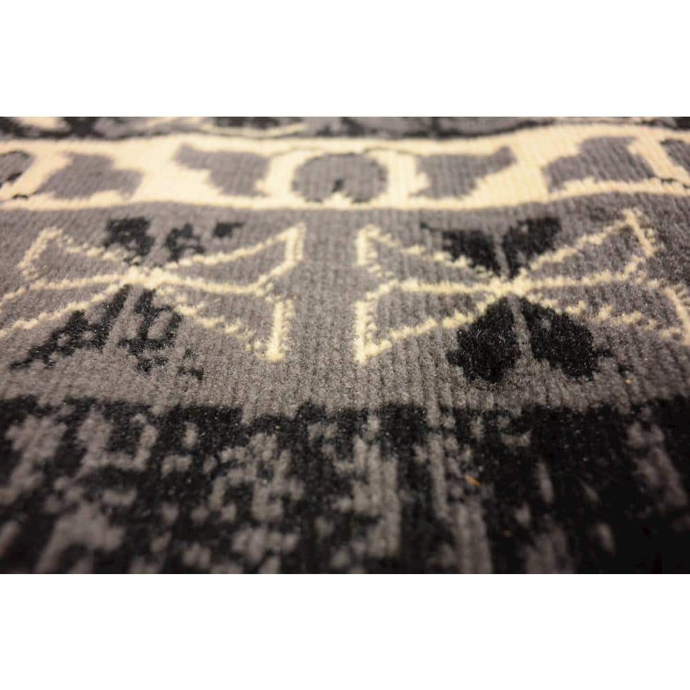 Black and Gray 8' x 10' Synthetic Rectangular Area Rug