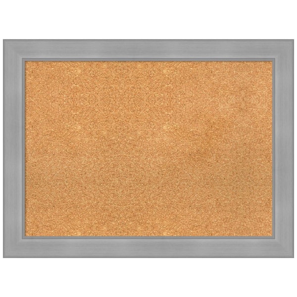 Amanti Art Vista Brushed Nickel 32.25 in. x 24.25 in. Framed Corkboard Memo Board