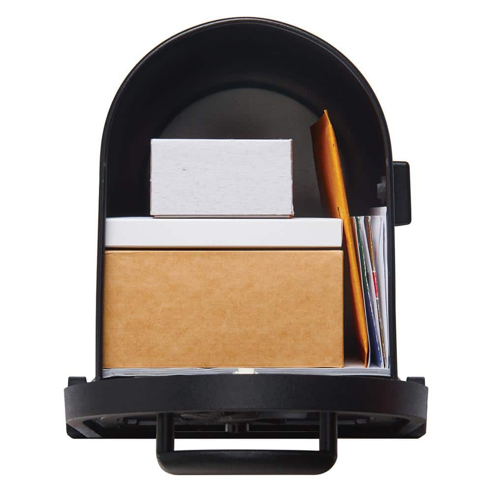 Large Black Powder Coated Steel Post Mount Mailbox