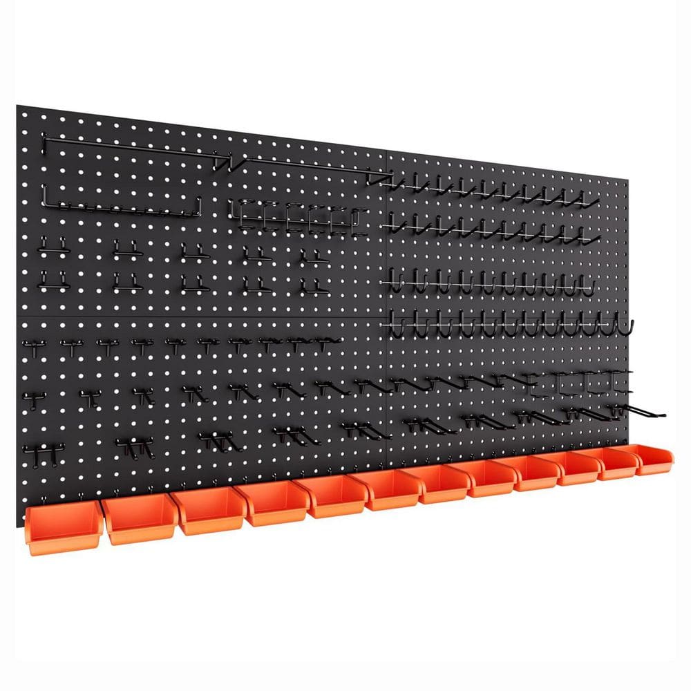48 in. Black Galvanized Metal Pegboard Wall Rack with 4 Pieces Panels, 156 Accessories, Tool Storage Organizer Kit price history on PriceWatchPro