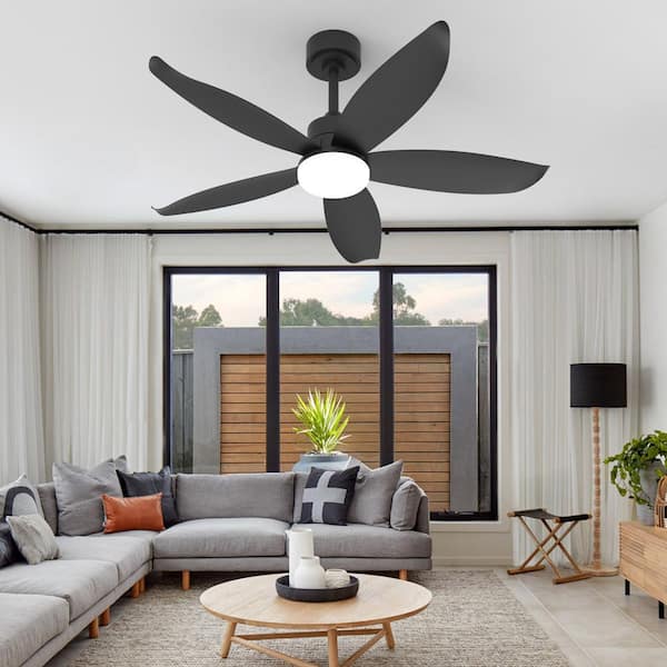 42 in. Indoor/Outdoor Modern Black Ceiling Fan with Dimmable 3 Color LED Light and Remote Control, Reversible DC Motor