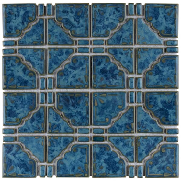Hudson Moonbeam Pacific Blue 12 in. x 12 in. Porcelain Floor and Wall Mosaic Tile (10.1 sq. ft./Case)