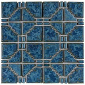 Moonbeam Pacific Blue 11-3/4 in. x 11-3/4 in. Porcelain Mosaic Tile (9.8 sq. ft./Case)