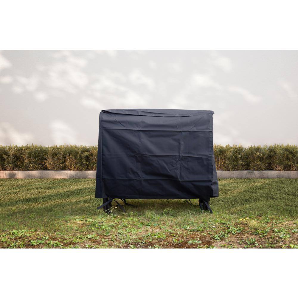 Weather-Resistant Black Polyester Full-Length Log Rack Cover