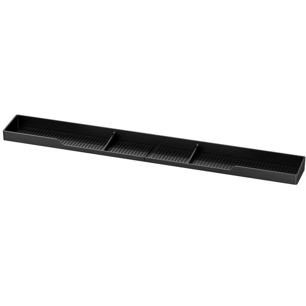Stove Top Shelf 3 Partitions Silicone Magnetic Kitchen Spice Rack Organizer Black 30 Inch