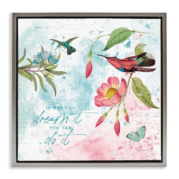 Stupell Industries Inspirational Dream and Do It by Katie Pertiet Gray Floater Frame Animal Graphic Art Print 25 in. x 25 in.