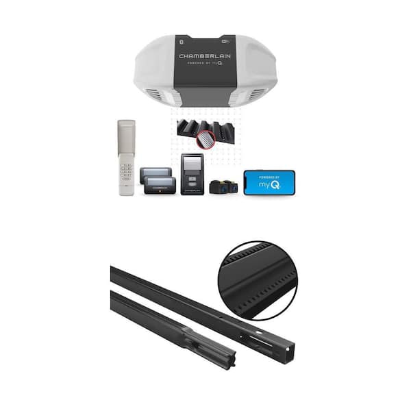 3/4 HP Smart Quiet Belt Drive Garage Door Opener and 8 ft. Rail Extension Kit Combo
