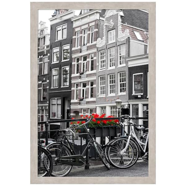 Amanti Art Marred Silver Wood Picture Frame Opening Size 24 x 36 in.