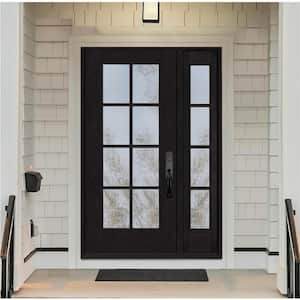 Regency 53 in. x 80 in. Full Lite 8 Lite Clear Glass LH Onyx Stain Mahogany Fiberglass Prehung Front Door w/14in.SL