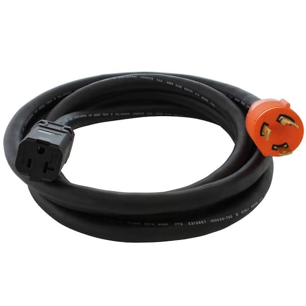 AC WORKS 10 ft. SOOW 10/3 3-Prong NEMA L5-30P to NEMA 5-20R Rubber Extension Cord