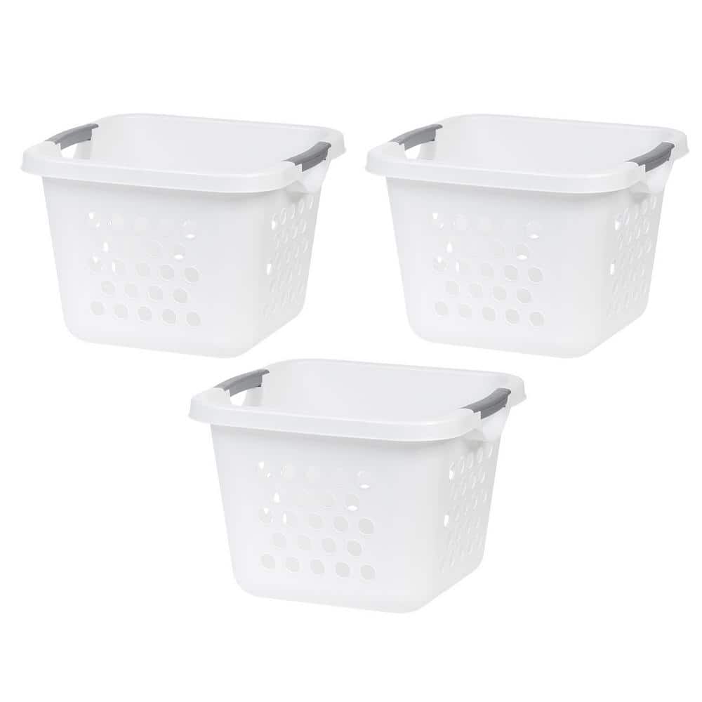 IRIS USA 2Pack 30L Medium Square Plastic Clothes Laundry Basket, White