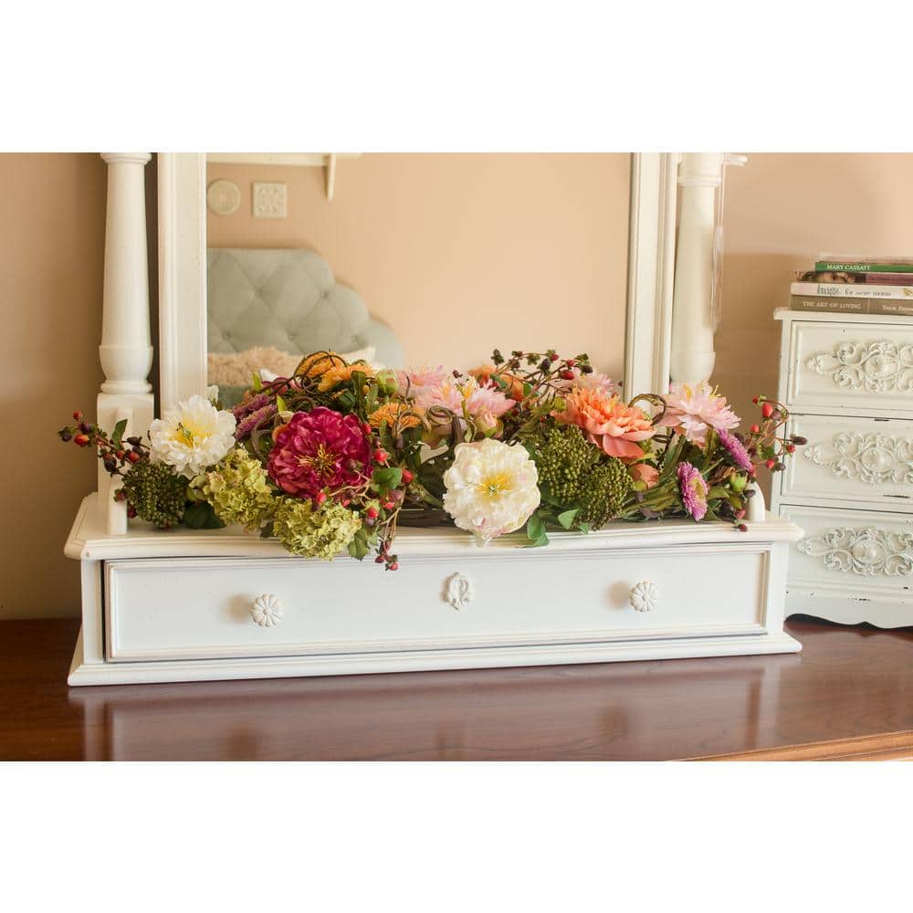 26" Multicolor Peony Outdoor Tabletop Centerpiece
