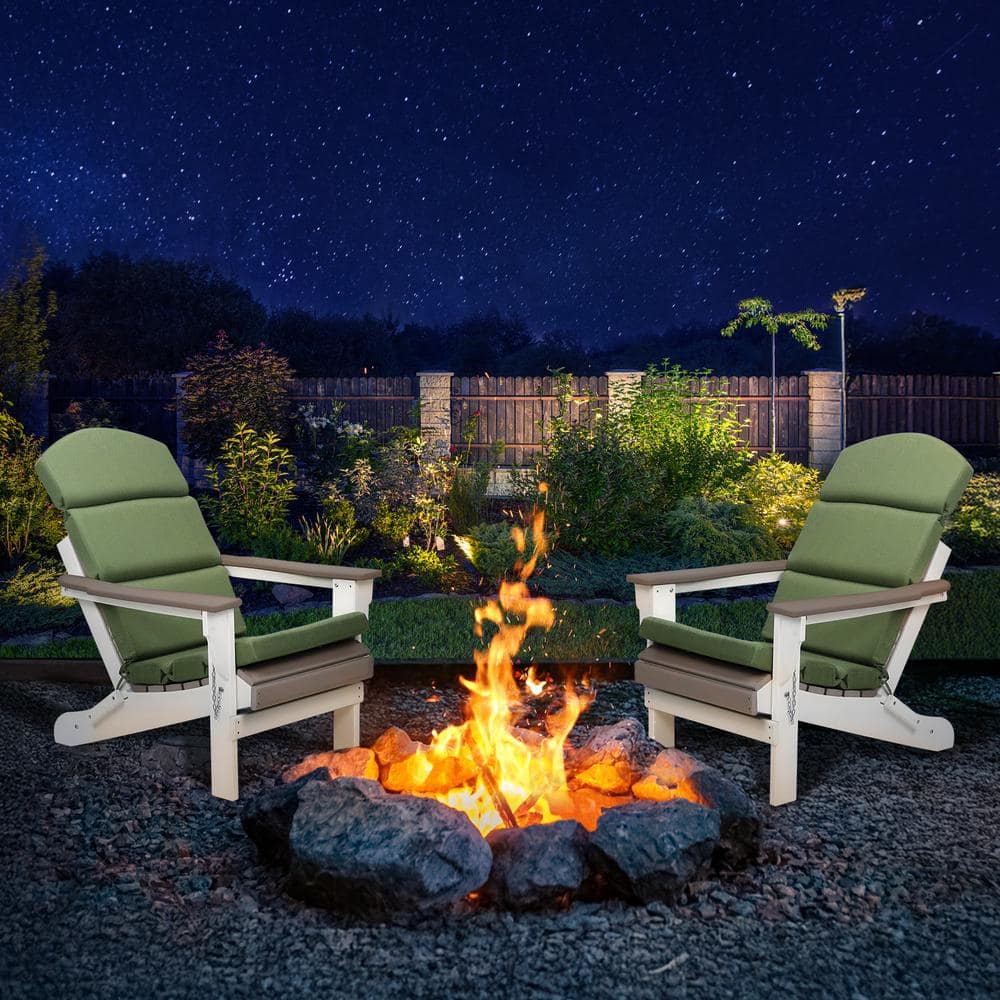 Aoodor Patio Chair Cushions for Adirondack Chairs, High-Back Design, 52"x20"x2.5" Olefin Fabric Slipcovers with Ties, for Outdoor Furniture, Set of 2