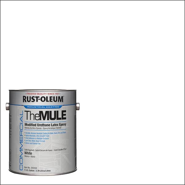 1 gal. The Mule Satin White Latex Epoxy Interior/Exterior Paint (Case of 2)