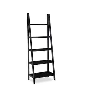 Linon Benson 72 in. Tall Acadia Black Wood Ladder Bookshelf