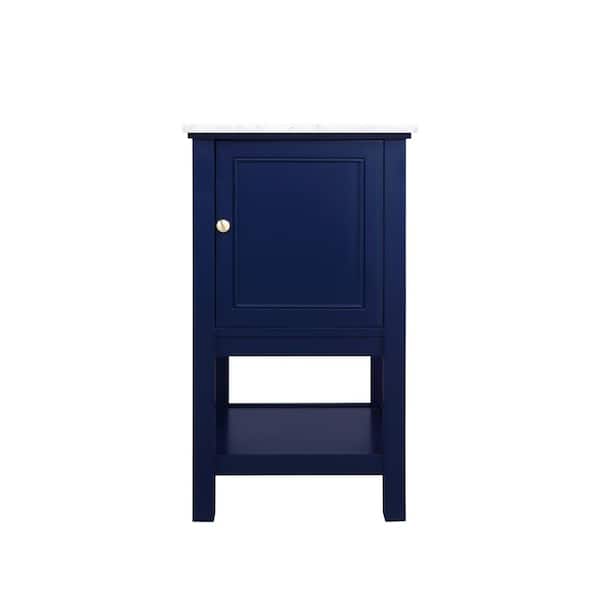 Unbranded Simply Living 19 in. W x 18 in. D x 34 in. H Bath Vanity in Blue with Carrara White Marble Top