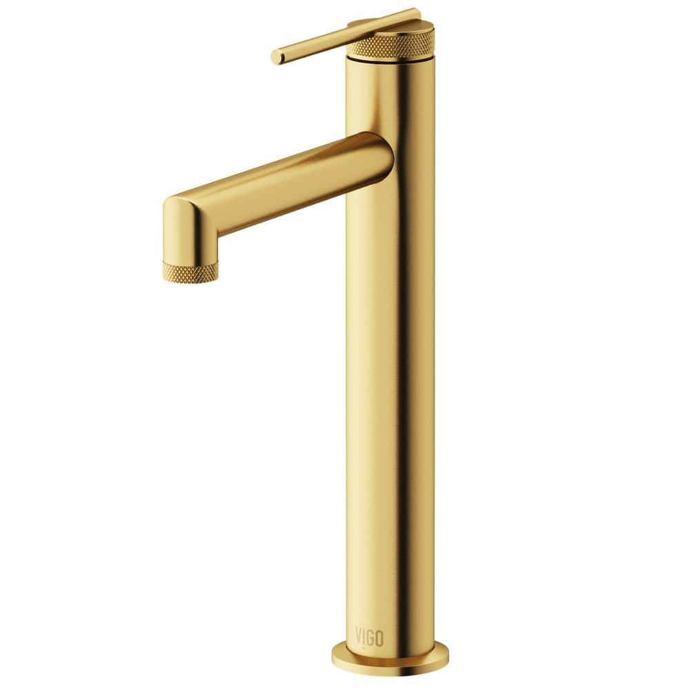 Matte Brushed Gold Single Handle Vessel Sink Faucet