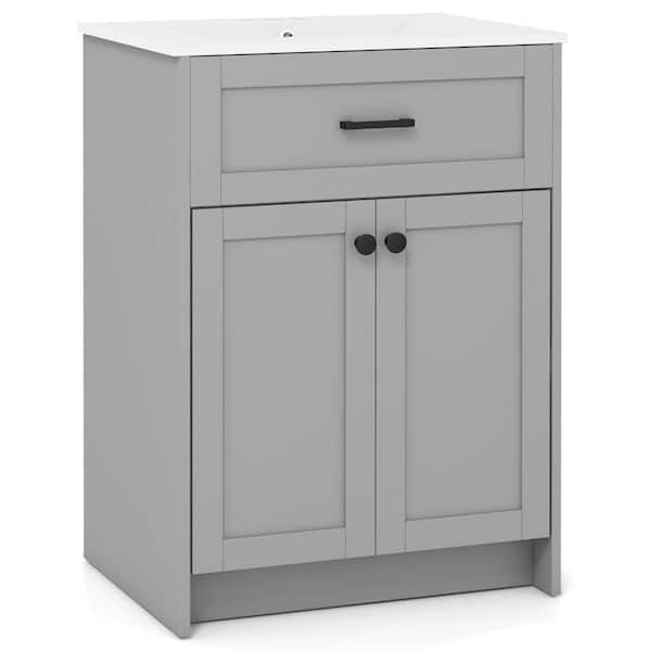 Bathroom Vanity with Sink, 2-Door Storage Cabinet, Freestanding Vanity Unit