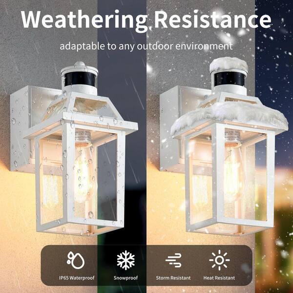 Motion Sensor Porch Light With GFCI Outlet – Dusk To Dawn, 3 Modes, Waterproof, E26 Dimmable Bulb Included, Anti-Rust