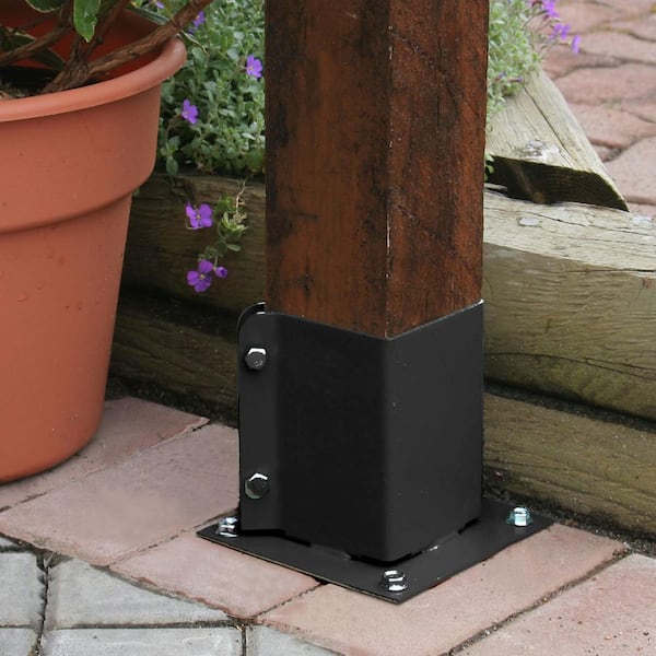 Peak Products 4 in. x 4 in. Powder Coated Black Bolt Down Base 2461 - The  Home Depot