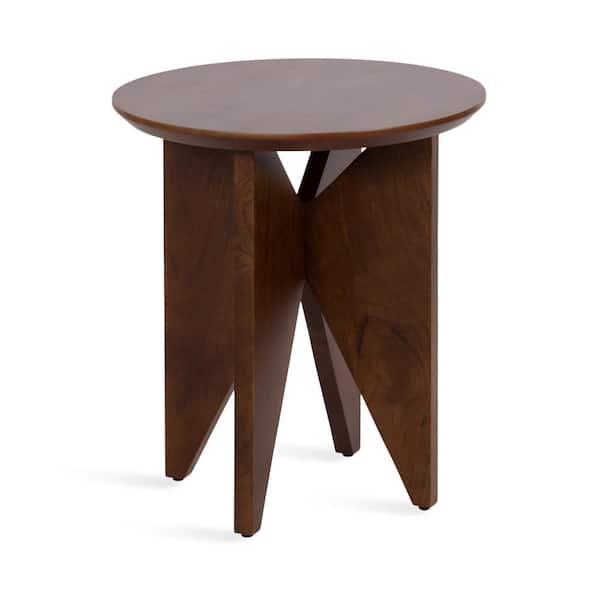 Kate and Laurel Faiza 18 in. Walnut Brown Round Wood End Table