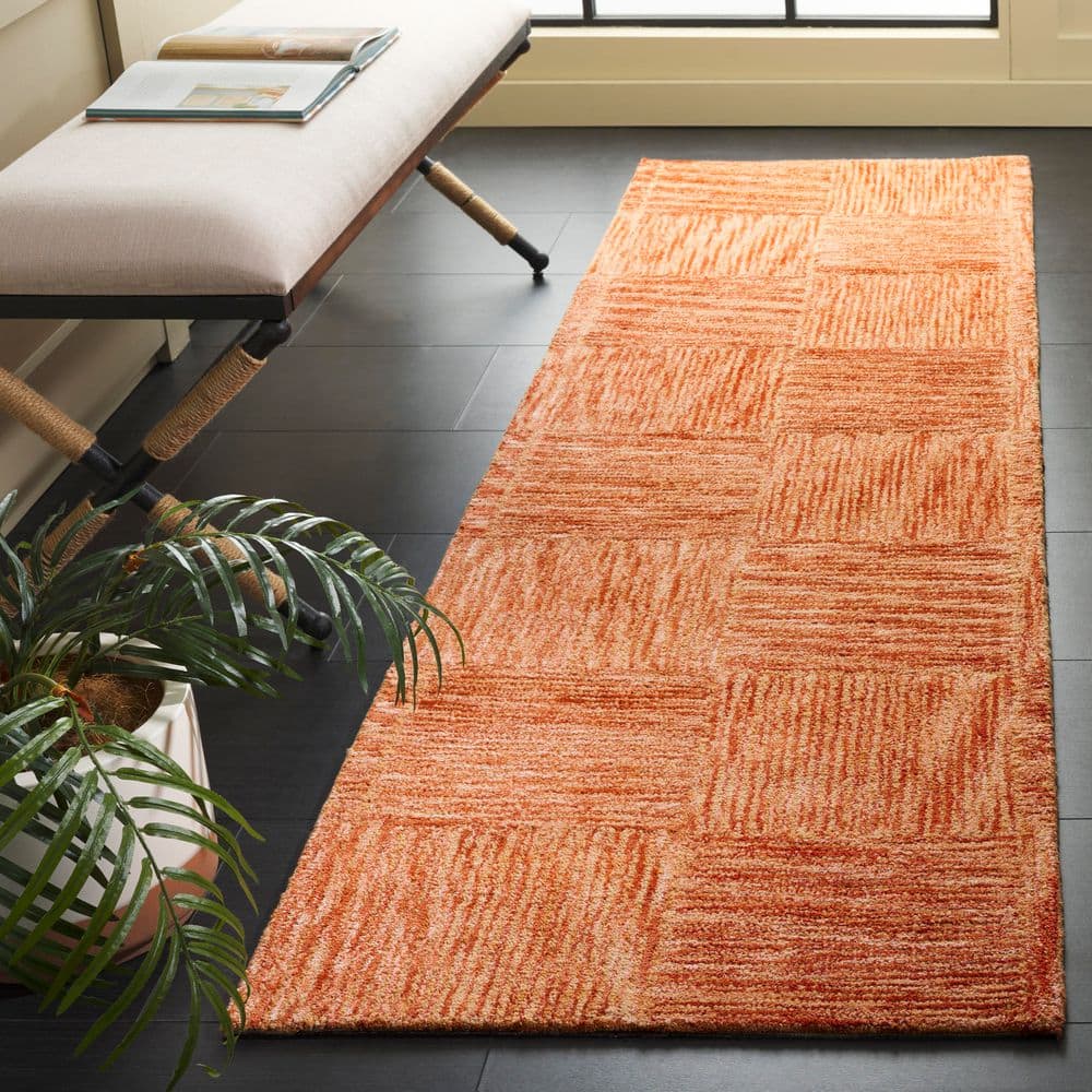Soho 2 ft. x 8 ft. Rust Geometric Solid Color Runner Rug price history on PriceWatchPro