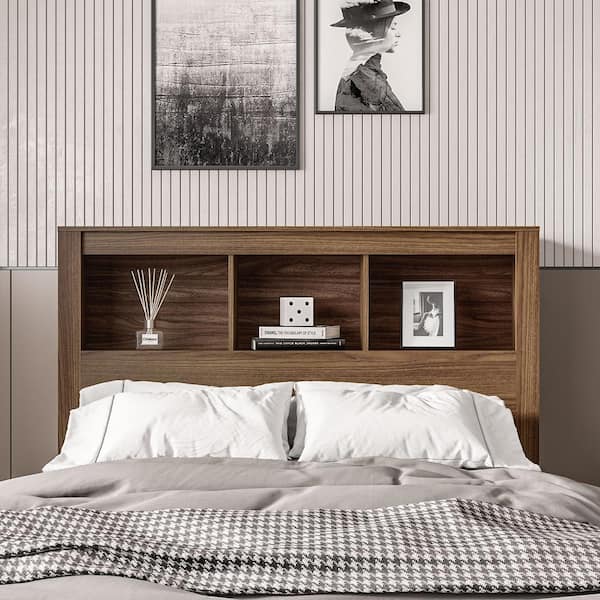 Madison Walnut Full-Size Bookcase Headboard