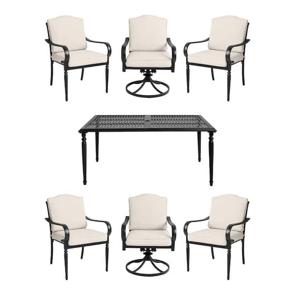Black Steel Outdoor Patio Dining Set, Black And White Patio Furniture Home Depot