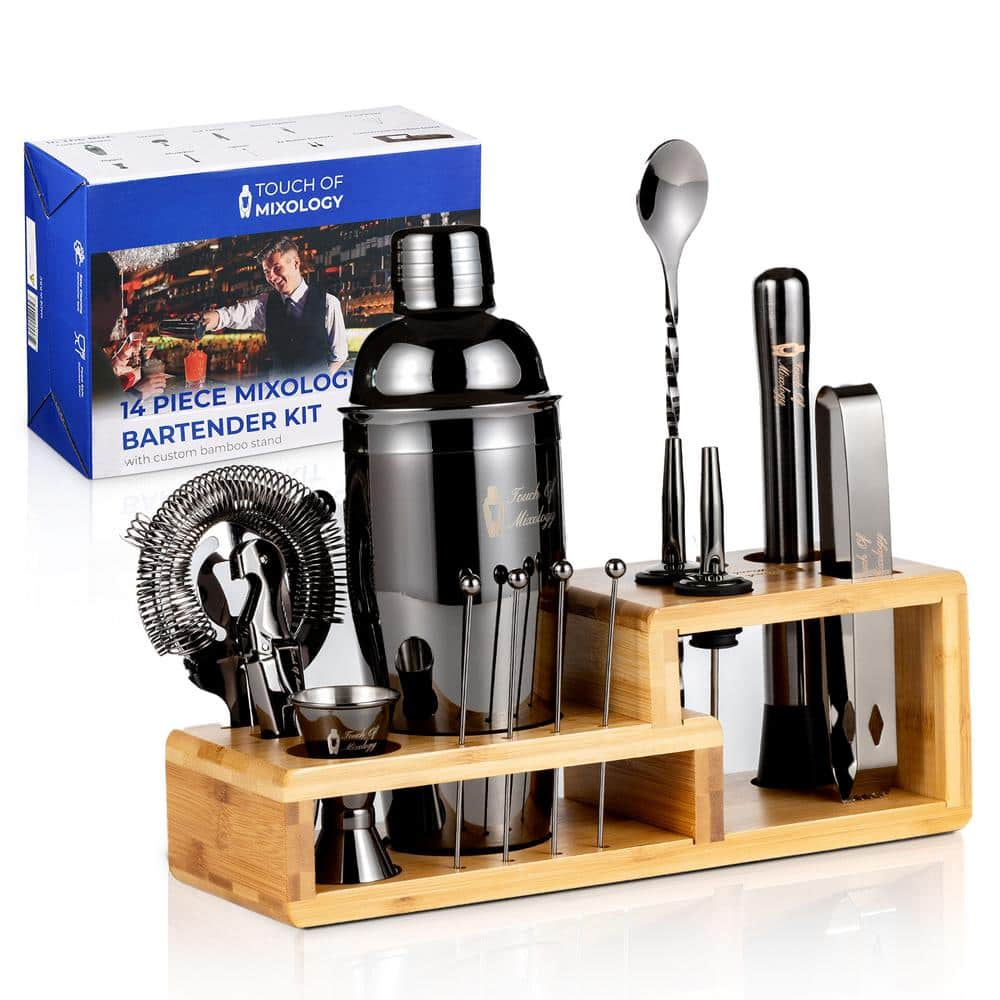 Touch Of Mixology 14 Piece Stainless Steel Bartender Kit Bar Set Cocktail Shaker Set 4214