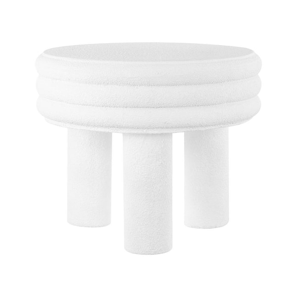 JONATHAN Y Rashida 17.75 in. Contemporary Minimalist Curvy High Accent Table, White Frosted