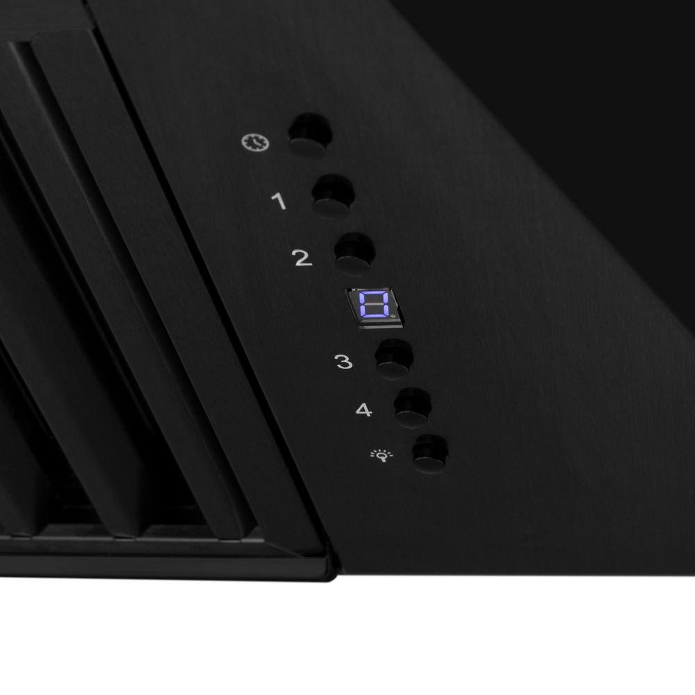 30" Black Stainless Steel Range Hood with Gold Handle